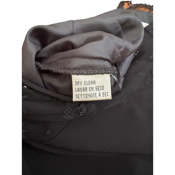 Evan Picone Dress Black Slip Lace And Beading Sz 14 Midi Romantic Goth - Picture 9 of 10